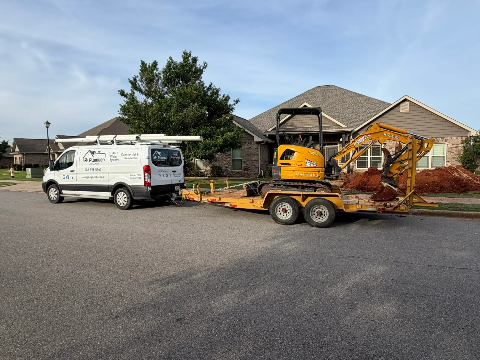 1 A+ Plumber service vehicle and equipment at a home