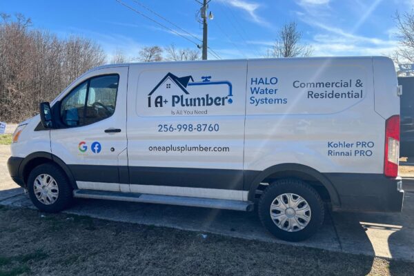 1 A+ Plumber service van for emergency plumbing in Athens and North Alabama