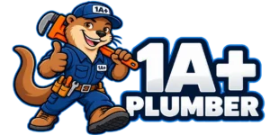 1 A+ Plumber logo with Otto the otter plumber mascot