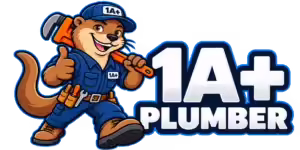 1 A+ Plumber logo with Otto the otter plumber mascot